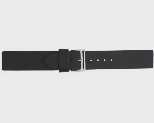 LTHR STR 20MM BLACK SILVER BCKL