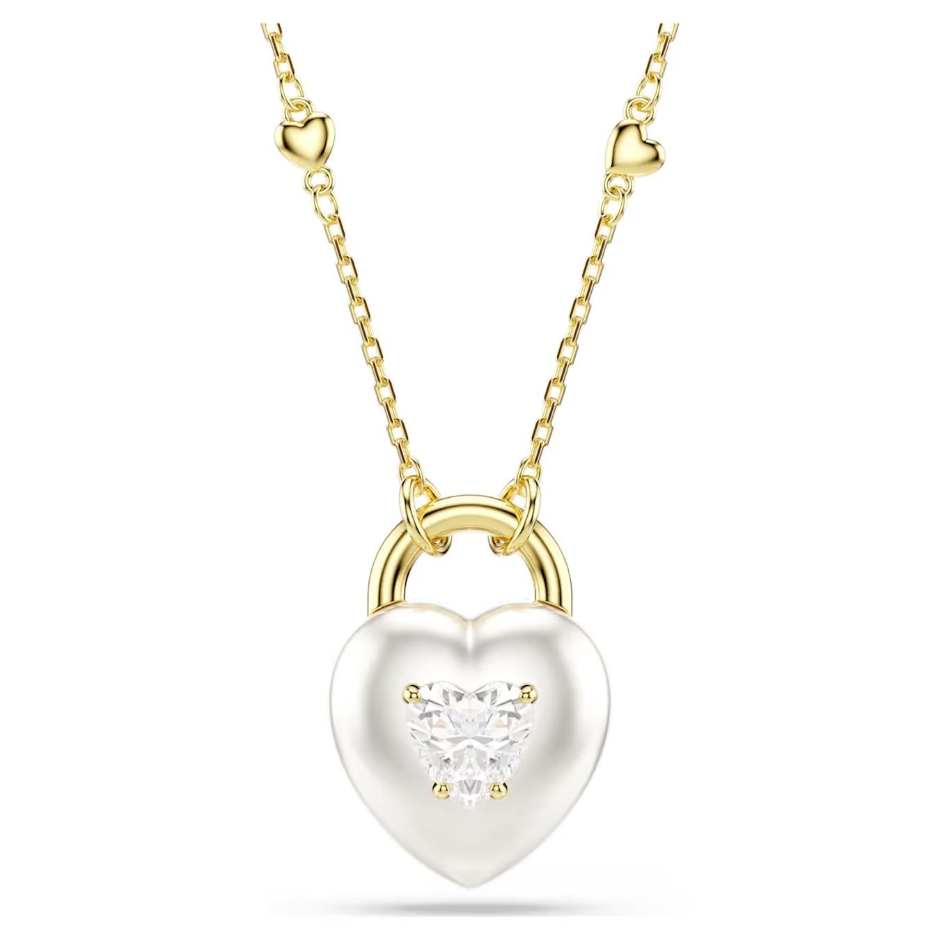 Idyllia pendant Mixed cuts, Heart, White, Gold-tone plated 5744127