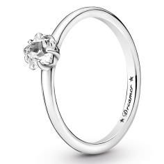 Star sterling silver ring with clear cubic zirconia 190026C01-52