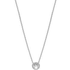 Classic Elegance Silver Collier Necklace w Clear CZ 396240CZ-45
