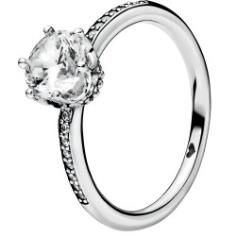 Clear Sparkling Crown Silver Ring w Clear CZ 198289CZ-58