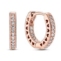 Pandora Rose Pave Heart Hoop Earrings w CZ 286317C01