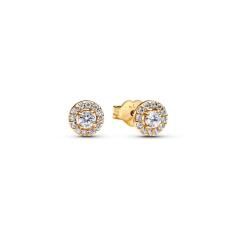 14k Gold-plated stud earrings with clear cubic zirconia 263019C01