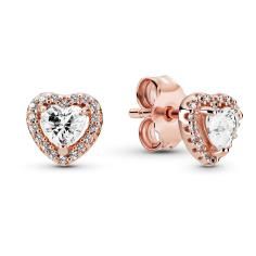 Pandora Rose Elevated Hearts Stud Earrings w Clear CZ 288427C01