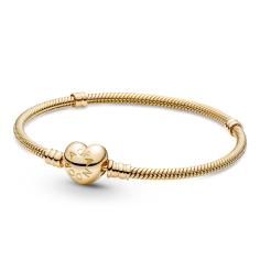 Gold Moments Snake Chain 14k Gold Bracelet w Heart Shaped Clasp 559522C00-19