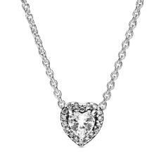 Heart Silver Collier Necklace w Clear CZ 398425C01-45