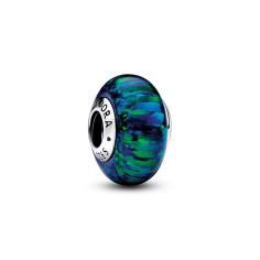 Sterling silver charm with green blue lab-created opal 791691C04