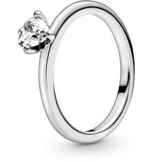 Heart sterling silver ring with clear cubic zirconia 198691C01-48