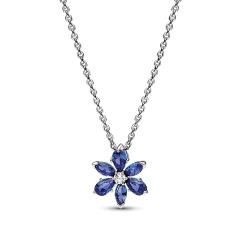 Herbarium cluster sterling silver collier with princess blue crystal and clear cubic zirconia 392387C02-45