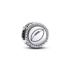 Football sterling silver charm with clear cubic zirconia and blue enamel 792016CZ_E073