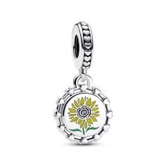Sunflower sterling silver dangle with yellow and green enamel 792275C00_E010