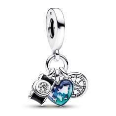 Camera, heart and compass sterling silver triple d 792703C01