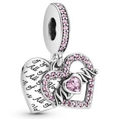 Mum Heart Sterling Silver Dangle &amp; Pink CZ 799402C01