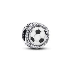 Soccer ball sterling silver charm with clear cubic 792016CZ_E075