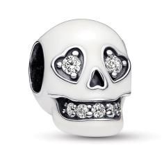 Skull sterling silver charm with clear cubic zirco 792811C01