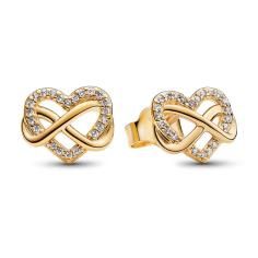 Infinity heart 14k gold-plated stud earrings with  262667C01