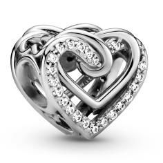 Sparkling Entwined Hearts Silver Charm w CZ 799270C01