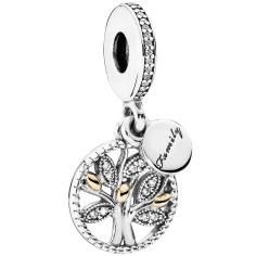 Family Heritage Silver Hanging Charm w 14k Gold &amp;  791728CZ