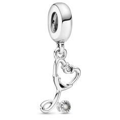 Stethoscope Heart Silver Hanging Charm 799072C01