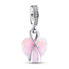 Mom heart sterling silver dangle with pink lab-cre 793202C01
