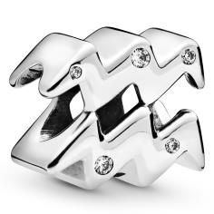 Aquarius Zodiac Silver Charm w CZ 798415C01