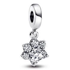 Paw sterling silver dangle with clear cubic zircon 792247C01