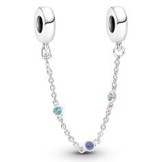 Sterling silver safety chain with stellar blue and 791688C01-05