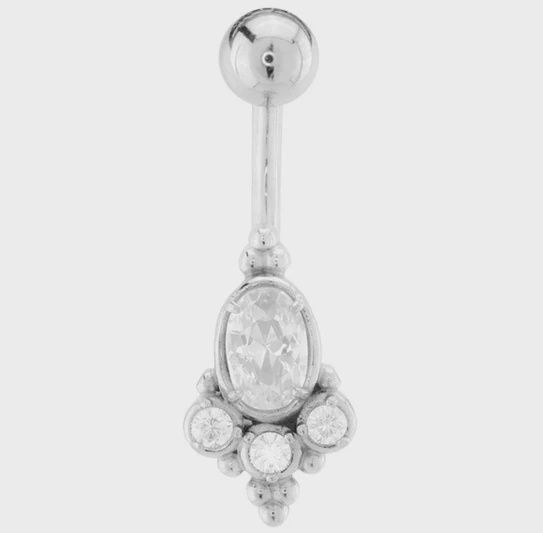 Steel Jewelled Bead Cluster Navel in Surgical Stainless Steel 316L