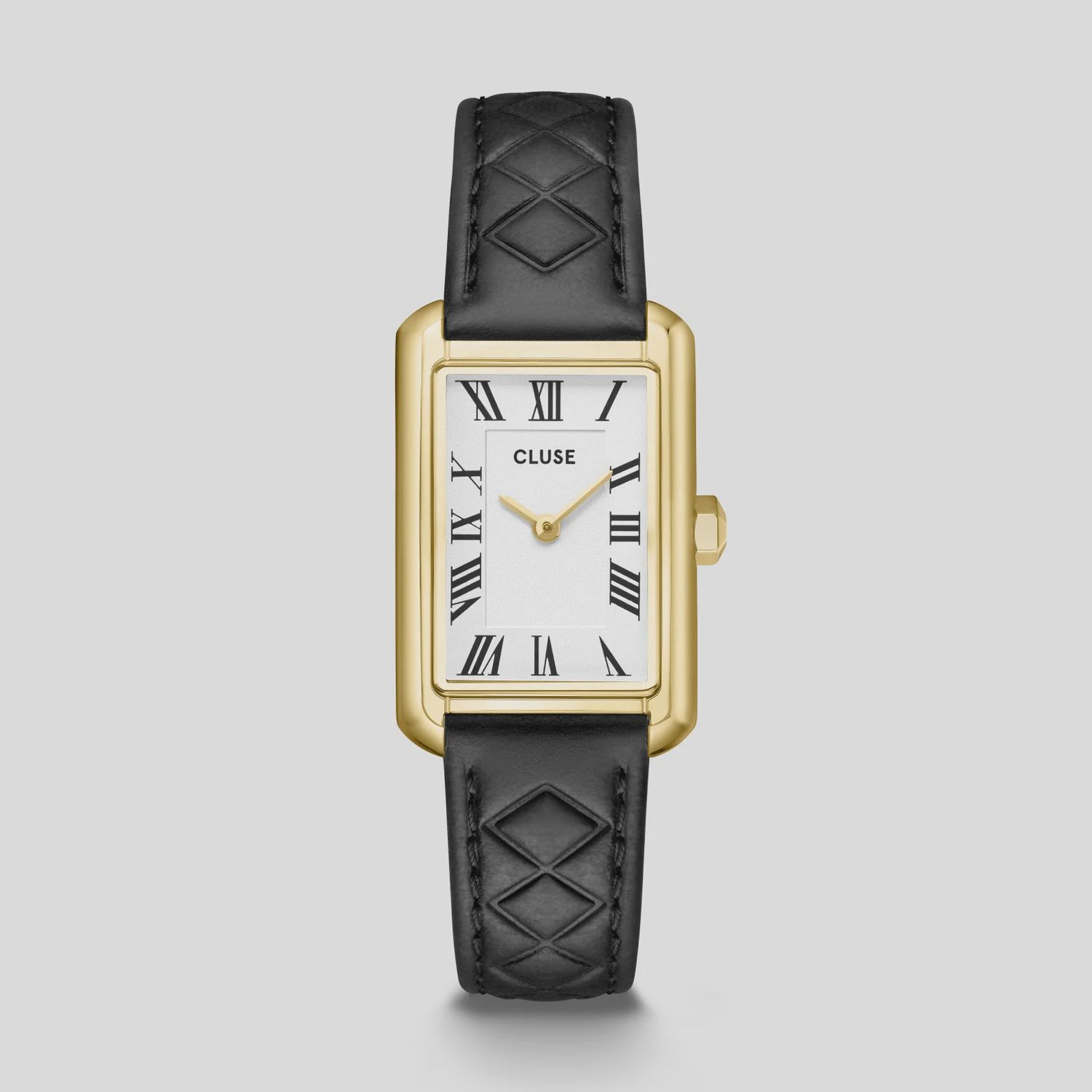 Belisenna Watch Leather, Black Quilted, Gold Colour