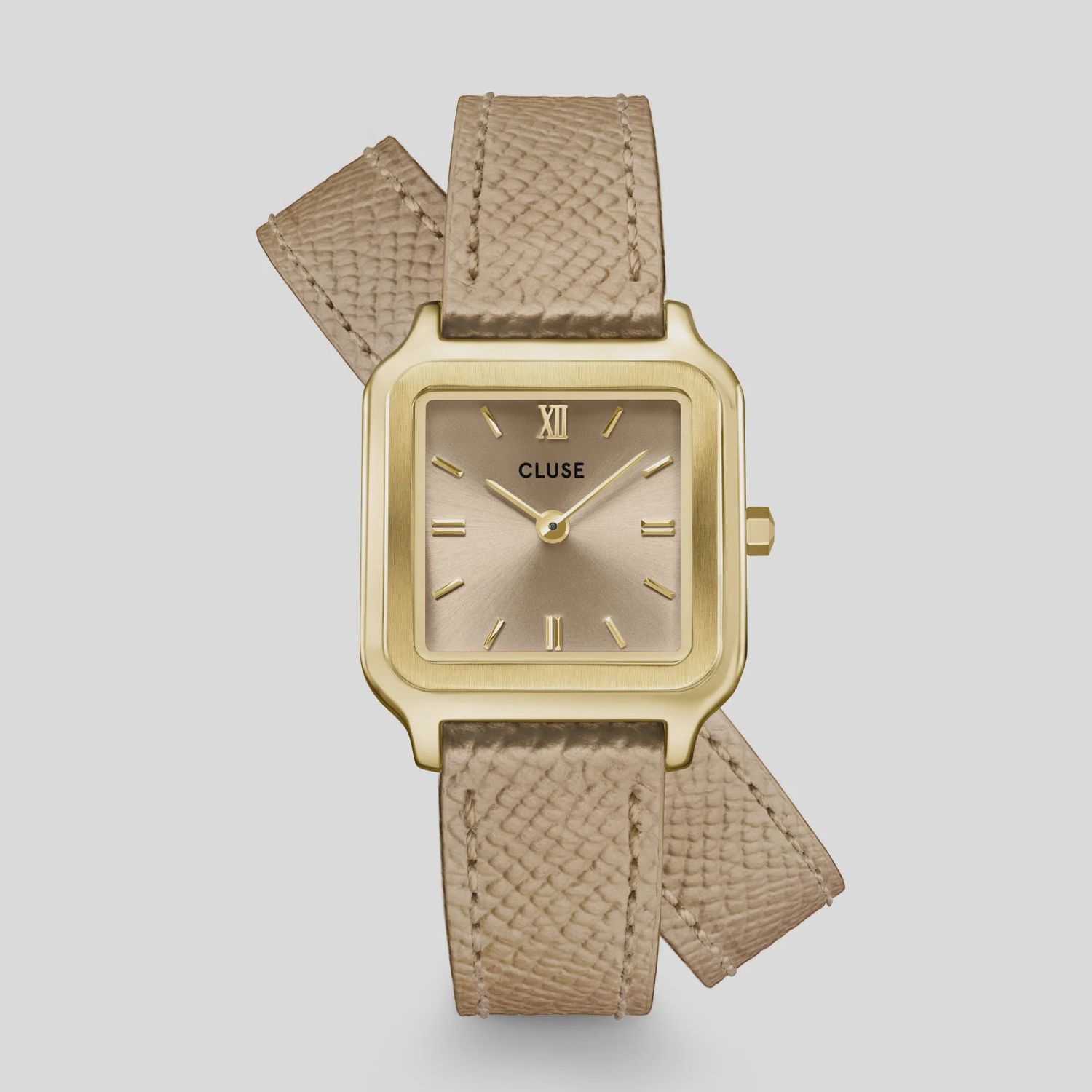 Gracieuse Petite Watch Double Leather, Rugby Tan, Gold Colour