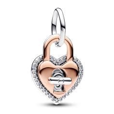 Padlock heart sterling silver and 14k ro 783079C01