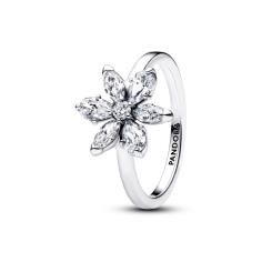 Herbarium cluster sterling silver ring with clear  193000C02