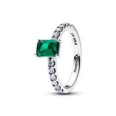 Sterling silver ring with royal green crystal and 194506C01
