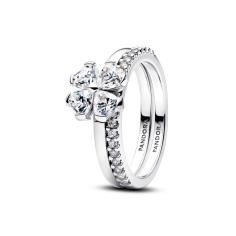 Clover sterling silver splittable ring with clear 194507C01