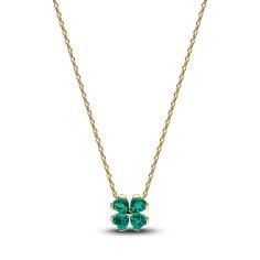 Clover 14k gold-plated collier with royal green cr 364502C01-45