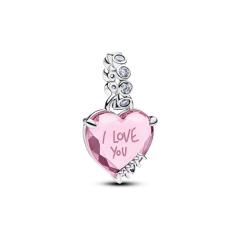 Heart sterling silver dangle with pink and clear c 794464C01