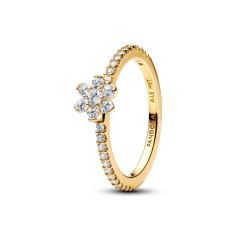 Flower 14k gold-plated ring with clear cubic zirco 164499C01