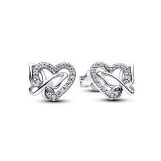 Heart and butterfly sterling silver stud earrings  294476C01