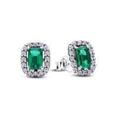 Sterling silver stud earrings with royal green cry 294501C01