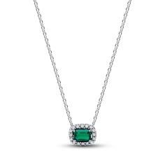 Sterling silver collier with royal green crystal a 394503C01-45