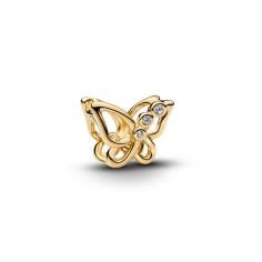 Butterfly 14k gold-plated charm with clear cubic z 764369C01