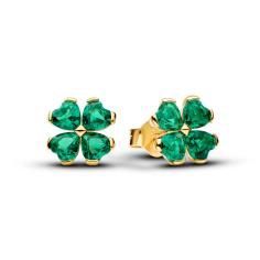 Clover 14k gold-plated stud earrings with royal gr 264500C01