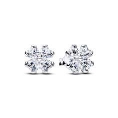 Clover sterling silver stud earrings with clear cu 294500C01