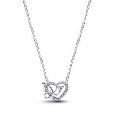 Heart and butterfly sterling silver collier with c 394477C01-45