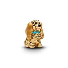 Disney Lady 14k gold-plated charm black, pink, bro 764468C01