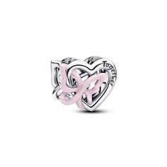 Heart and butterfly sterling silver charm with gli 794475C01