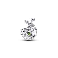 Snail sterling silver charm with light green cryst 794557C01