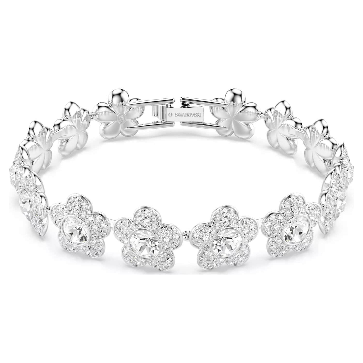 Ariana Grande x Swarovski bracelet Round cut, Flower, White, Rhodium plated 5749182