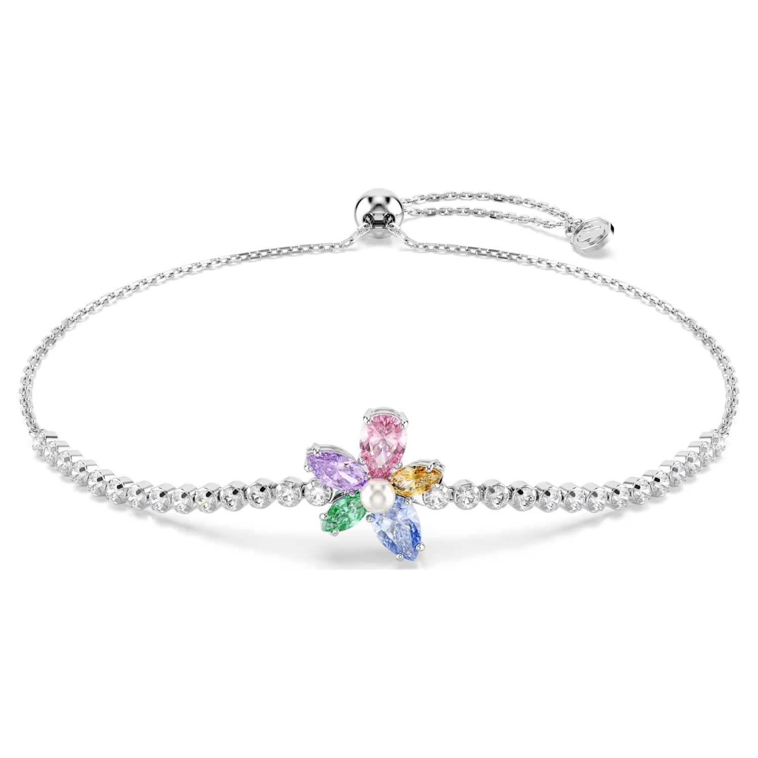 Ariana Grande x Swarovski bracelet Mixed cuts, Flower, Multicoloured, Rhodium plated 5749187