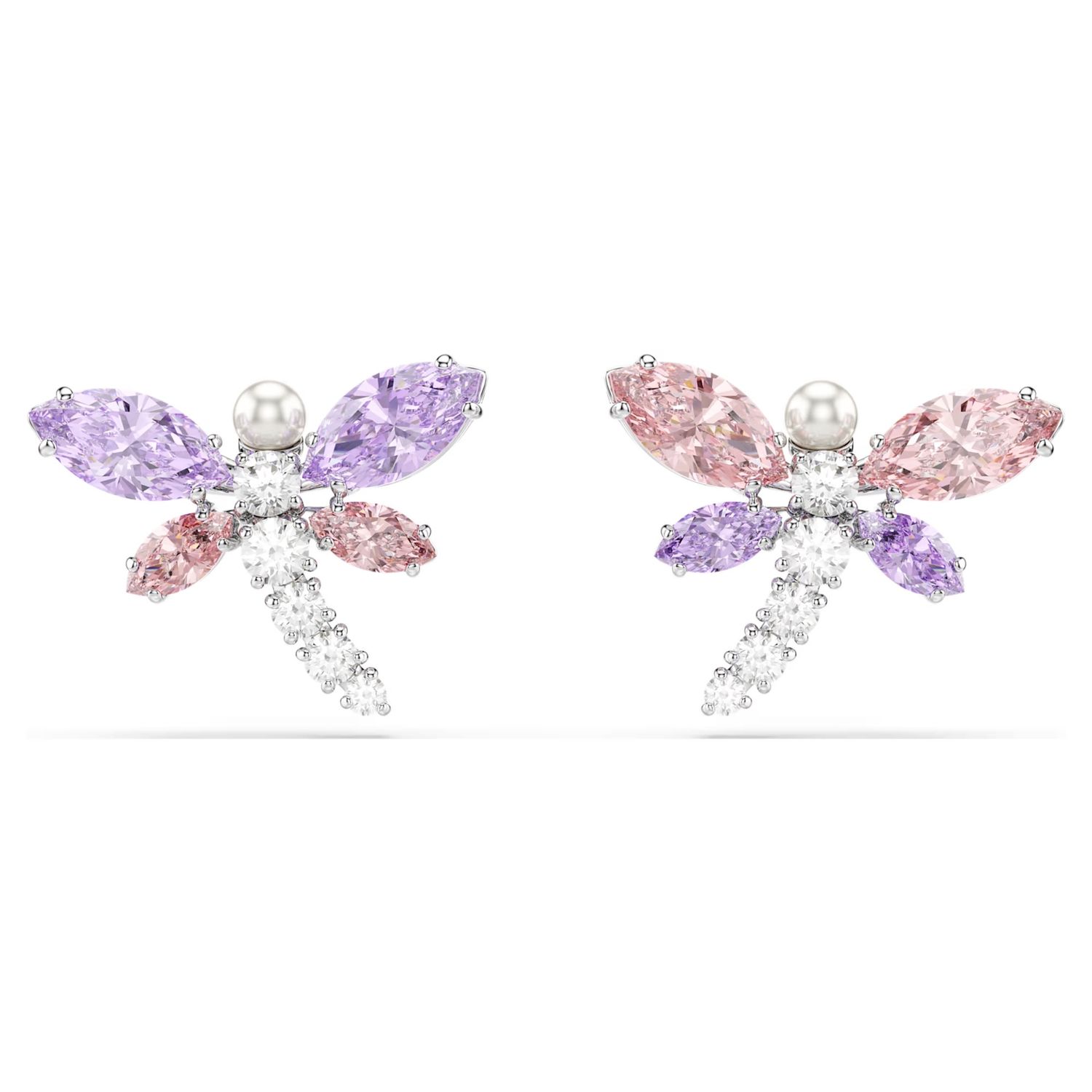Ariana Grande x Swarovski stud earrings Mixed cuts, Dragonfly, Multicolored, Rhodium plated 5737371